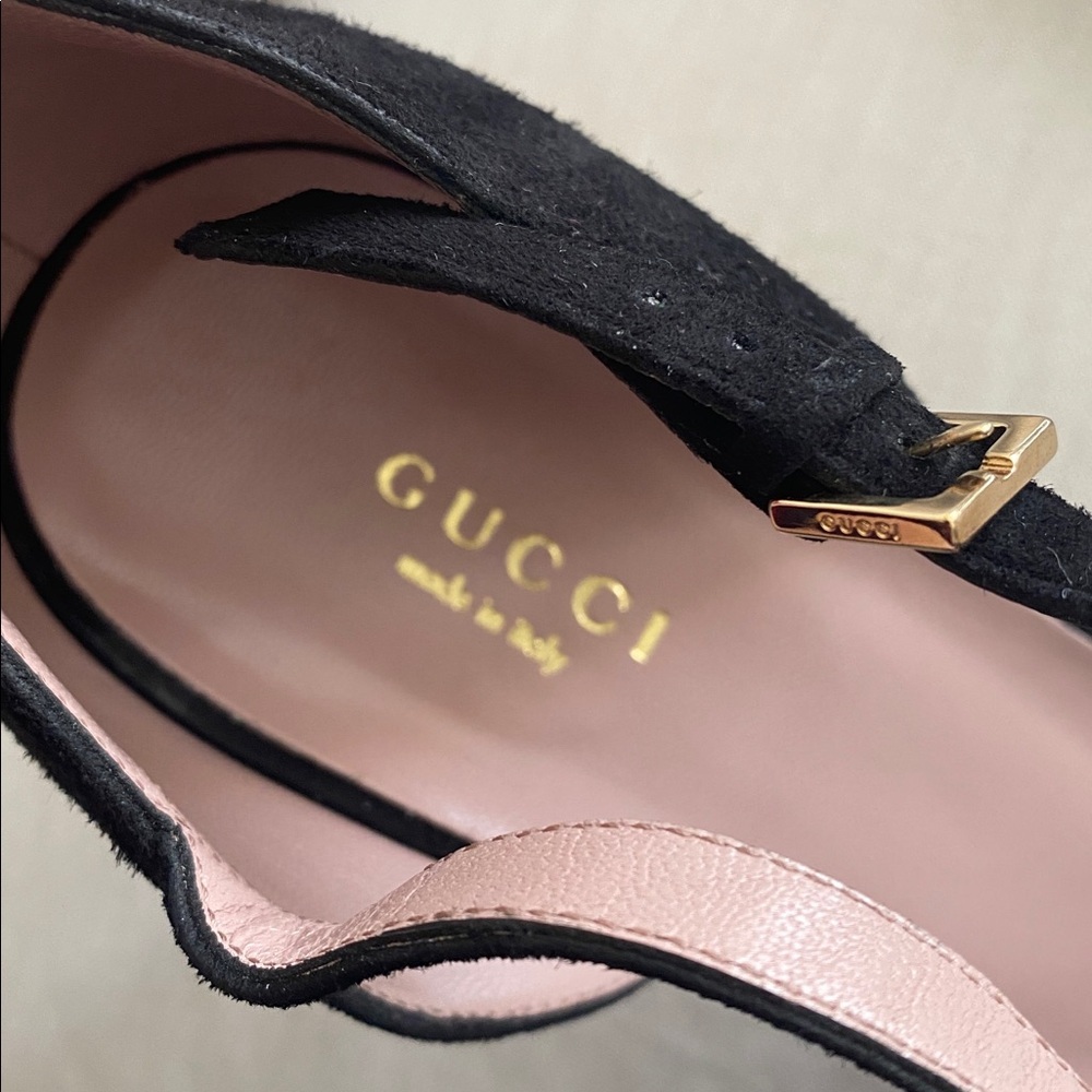 Gucci Suede D'orsay Strappy Stiletto Heels featuring a pointed toe size 40 /10 - Picture 4 of 13
